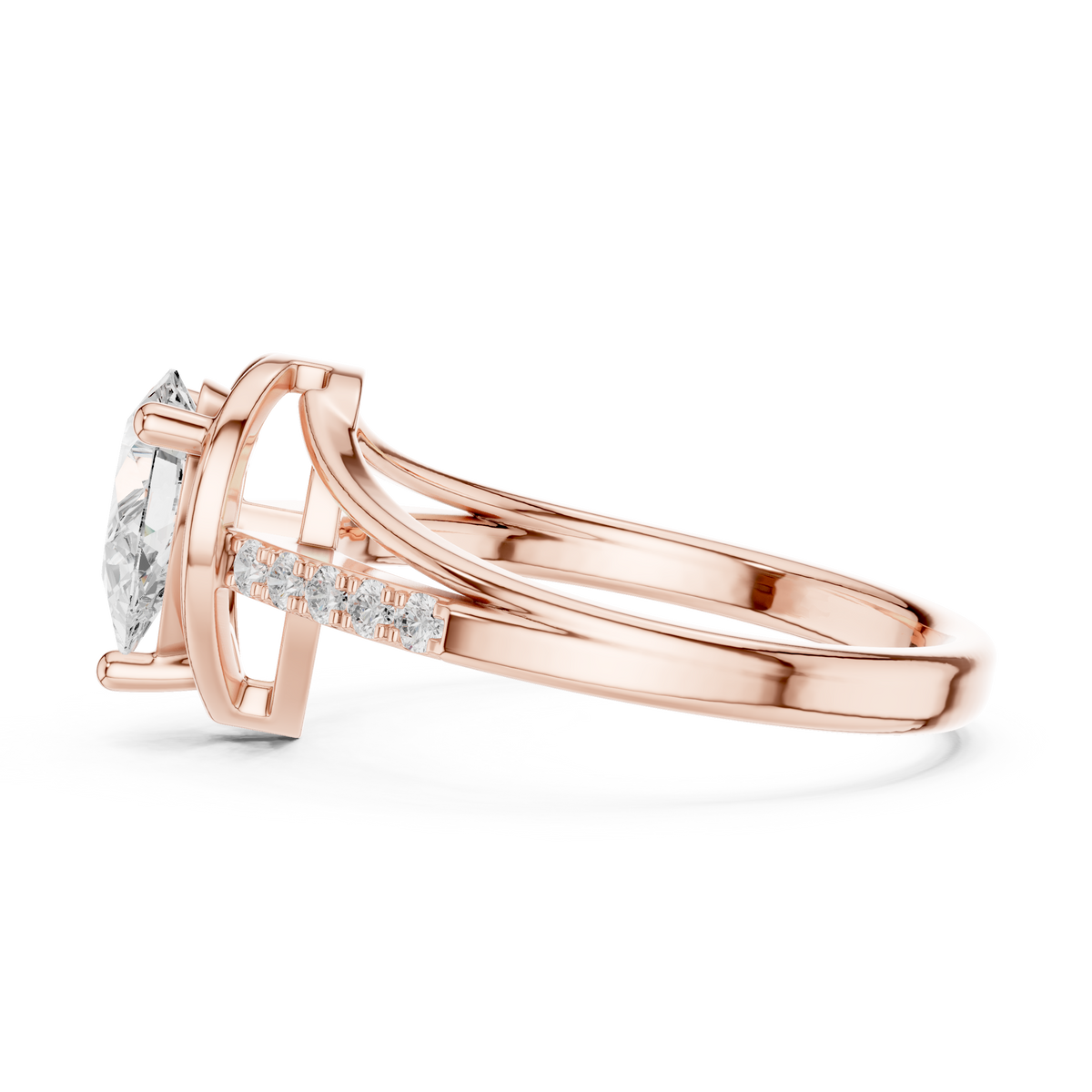 Pear Luxe Vine 0.80 Ct Lab Grown Diamond Office Wear Ring, Rose Gold