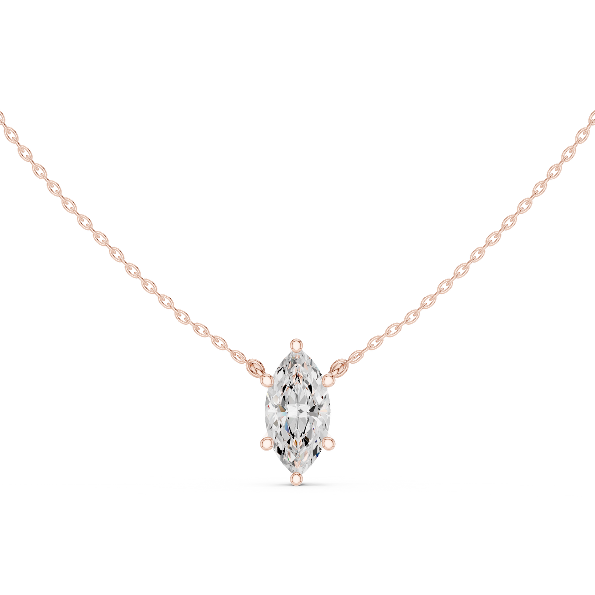 Marquise IGI Certified Lab Grown Diamond Solitaire Pendant, Rose Gold