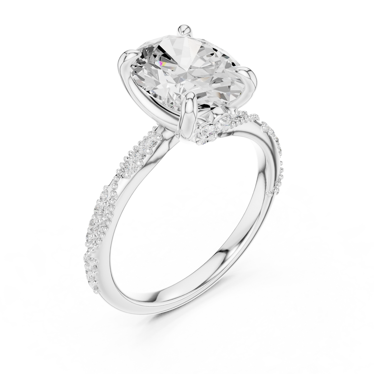 IGI Certified Oval Cut Lab-Grown Diamond Engagement Ring, White Gold