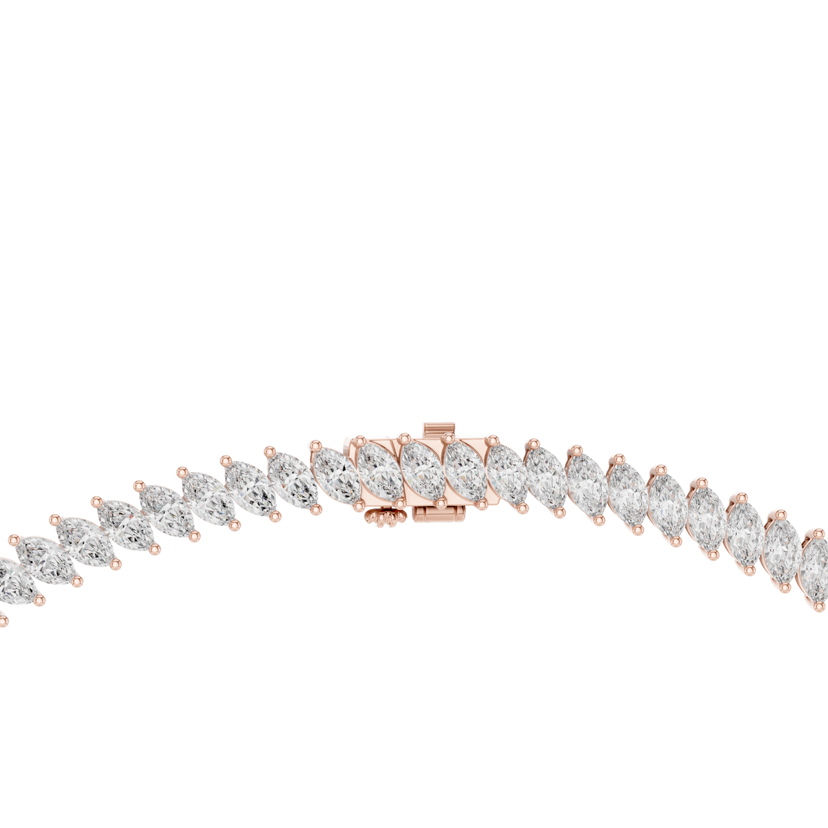 Mariselle Marquise Lab Grown Diamond Tennis Necklace, Rose Gold