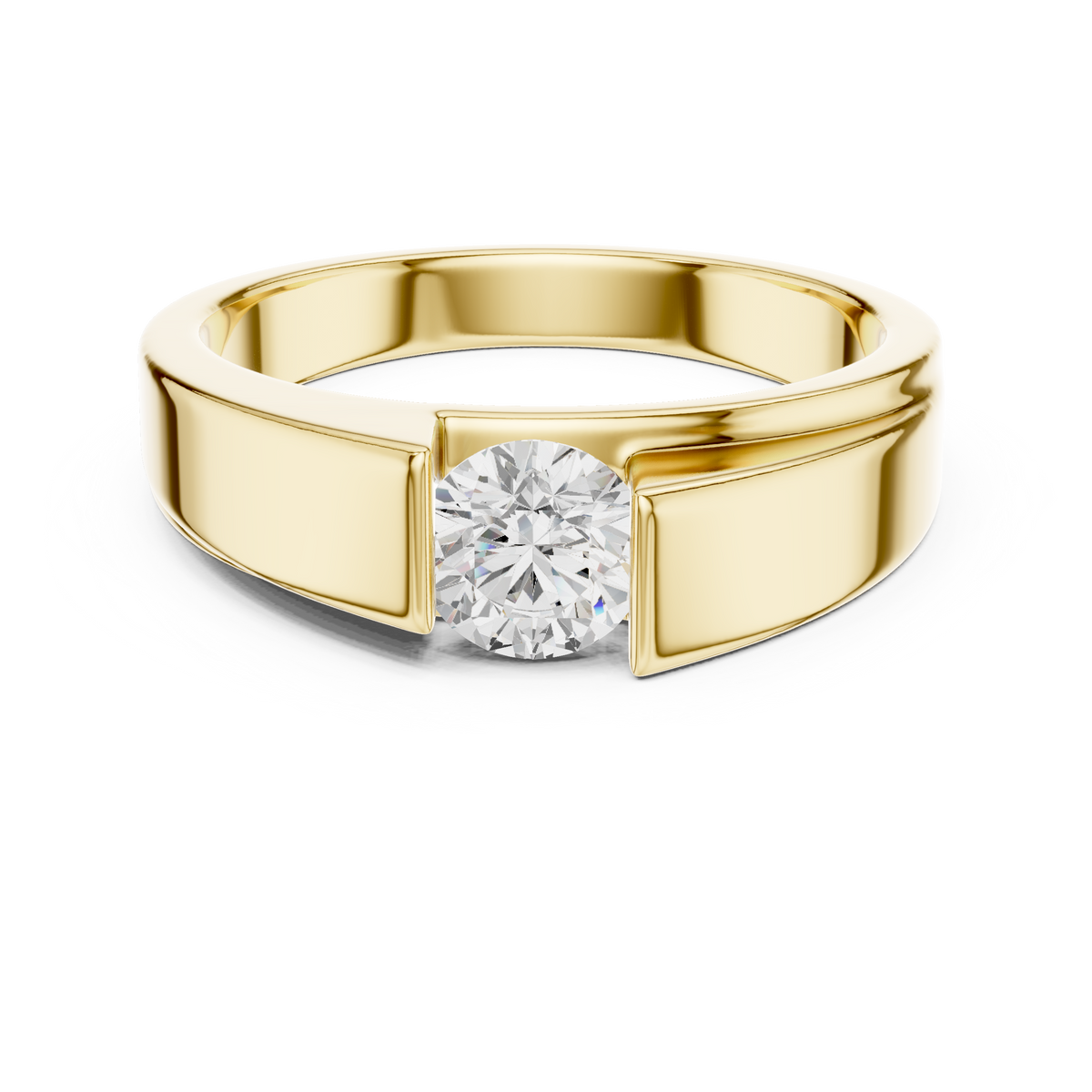 0.70 CT Round Lab Grown Diamond Daily Wear Men’s Ring, Yellow Gold