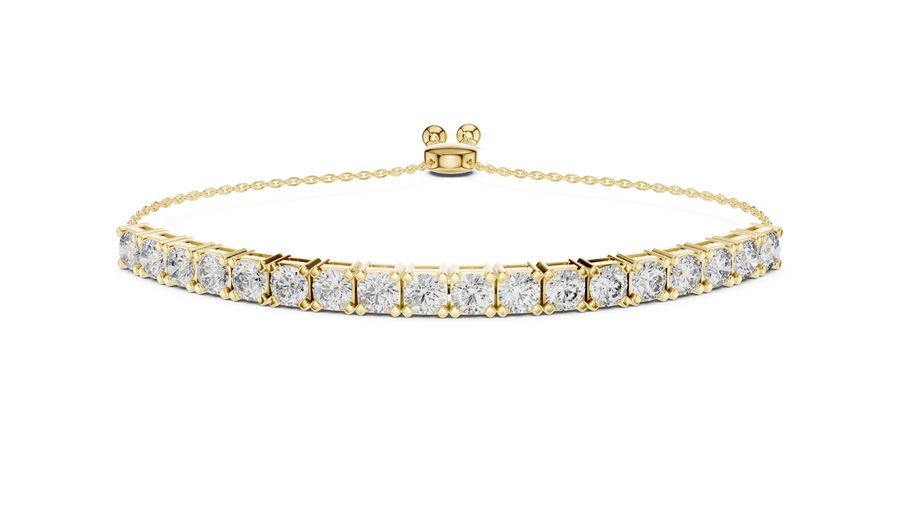 Round Lab Grown Diamond Adjustable Tennis Bracelet - 5.94 CT, Yellow Gold