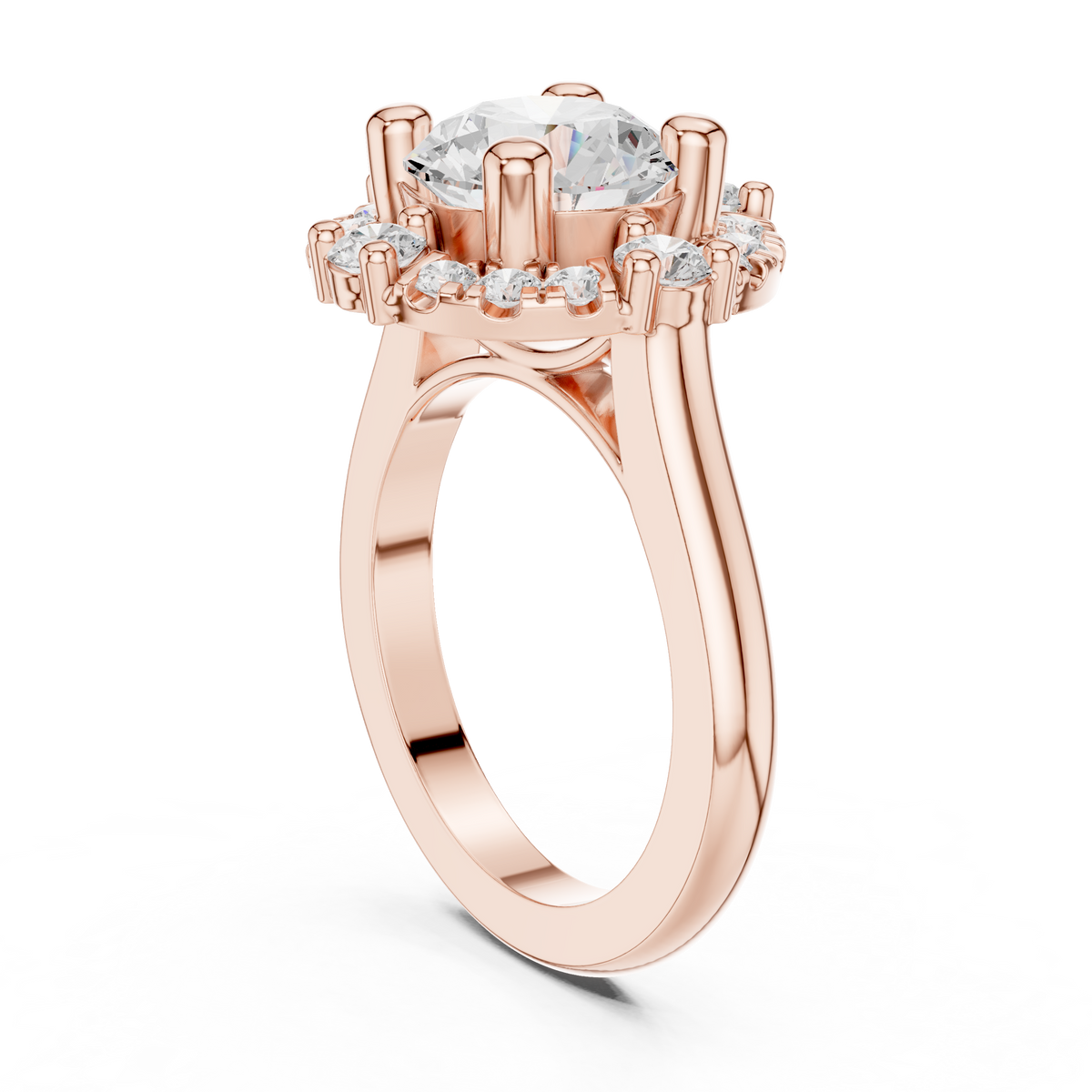 3.00 CT Round Lab-Grown Diamond Halo Ring with Pavé Diamond Accents, Rose Gold