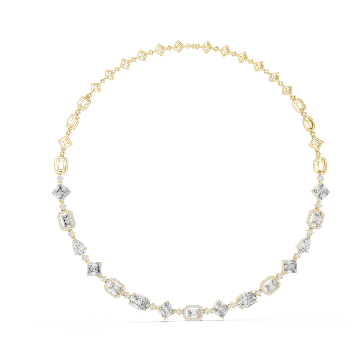 Élan Multi Shape Lab Grown Diamond Statement Necklace, Yellow Gold