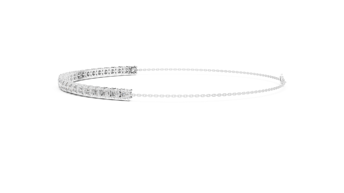 Graduated Round Lab Grown Diamond Tennis Bracelet, White Gold