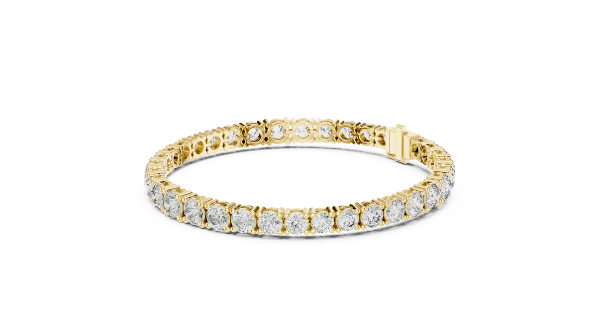 IGI Certified Round Lab Grown Diamond Tennis Bracelet, Yellow Gold