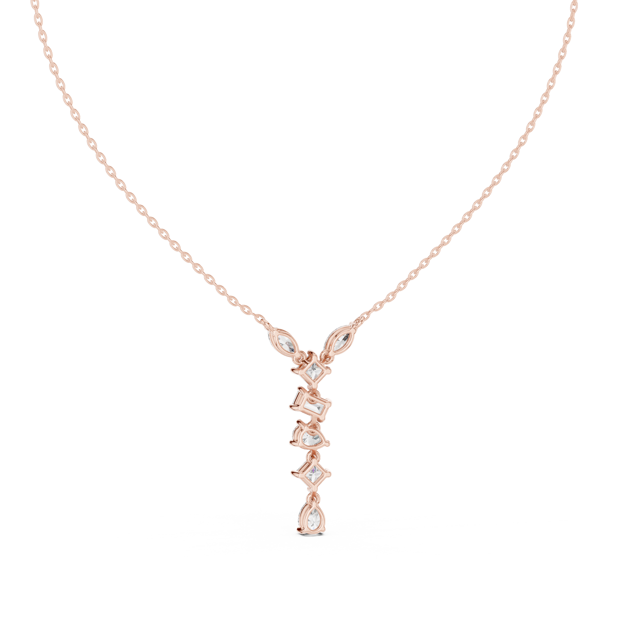 3.50 CT Multi Shape Lab Grown Diamond Drop Pendant, Rose Gold