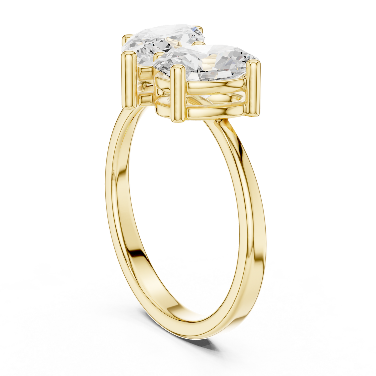 Toi et Moi Oval & Marquise Cut Lab Grown Diamond Ring, Yellow Gold