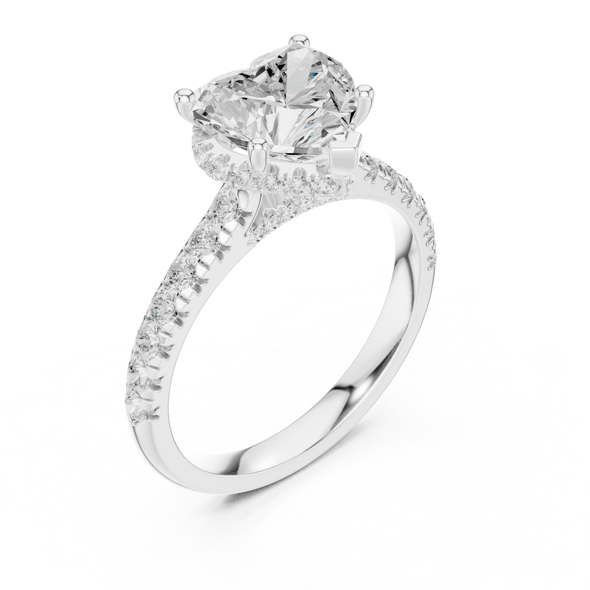 IGI Certified Heart Cut Lab-Grown Diamond Solitaire Ring, White Gold