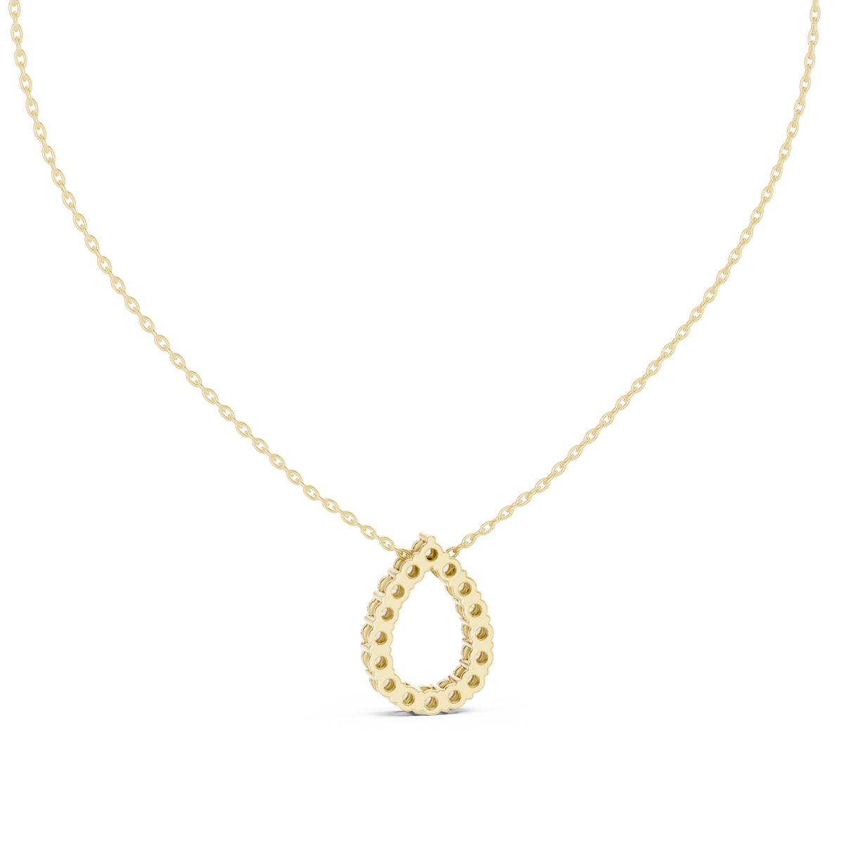 Round Lab Grown Diamond Open Pear Pendant, Yellow Gold