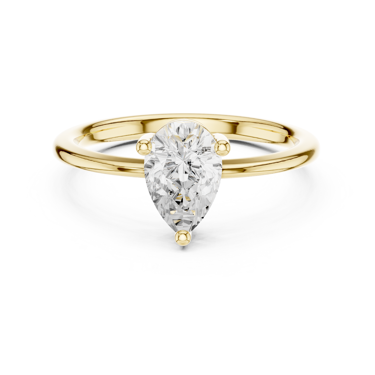 Pear Cut Solitaire Lab Grown Diamond Casual Ring, Yellow Gold