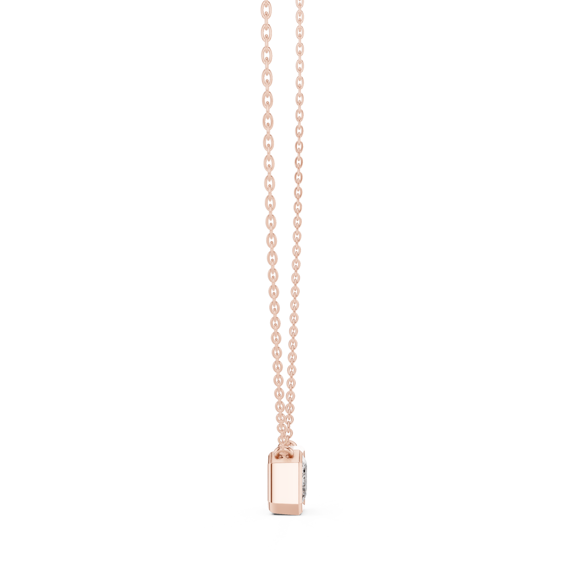 IGI Certified 2.50 CT Emerald Bezel Lab Grown Diamond Pendant, Rose Gold