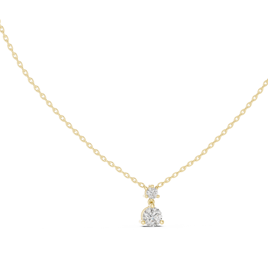 Dainty Round Lab Grown Diamond Drop Pendant, Yellow Gold