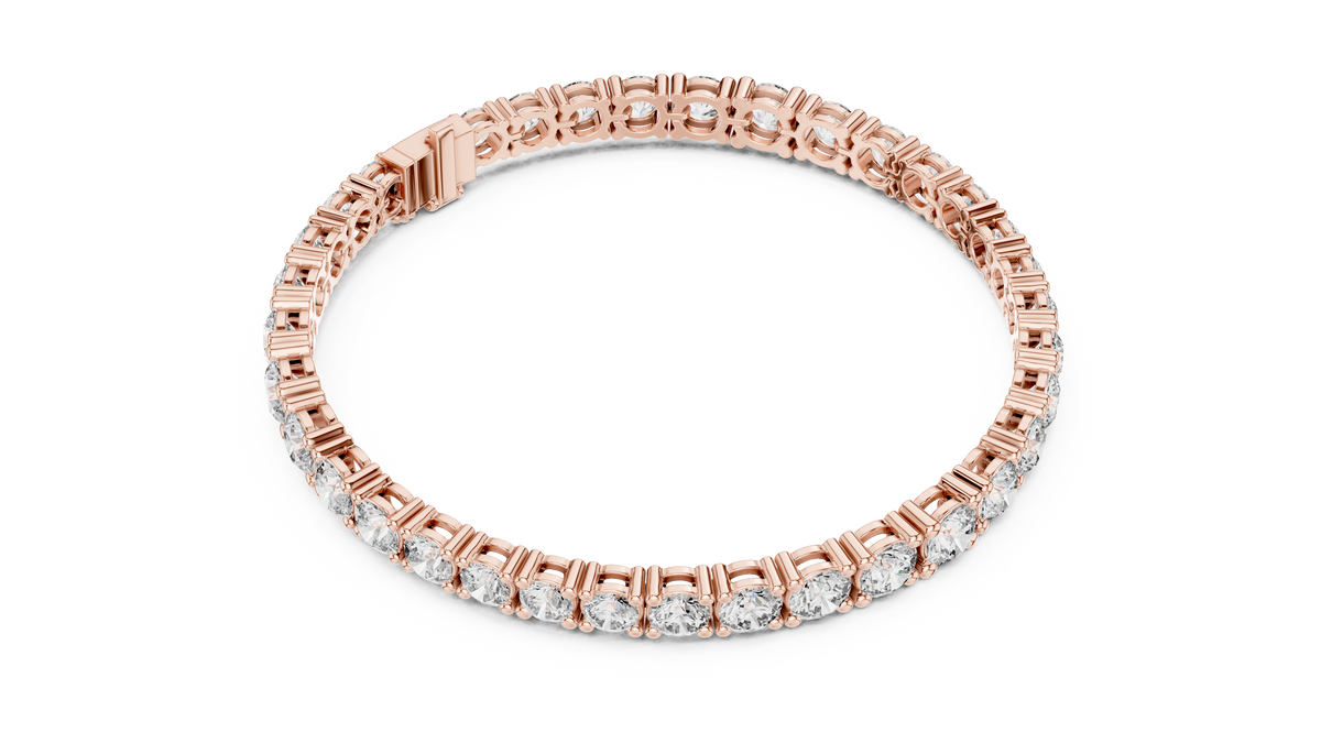 IGI Certified Round Lab Grown Diamond Tennis Bracelet, Rose Gold