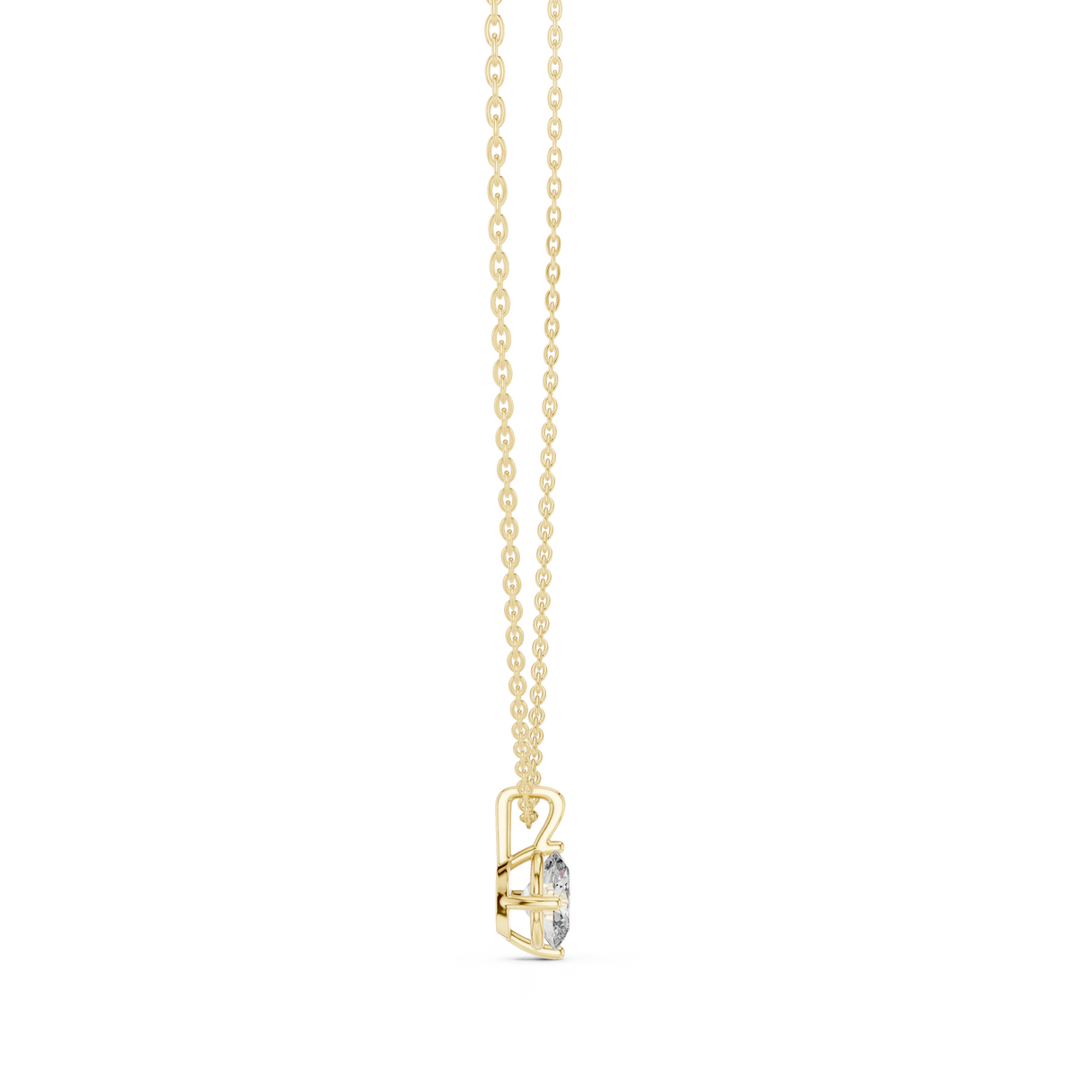 1.00 CT Oval Cut Lab Grown Diamond Solitaire Pendant, Yellow Gold