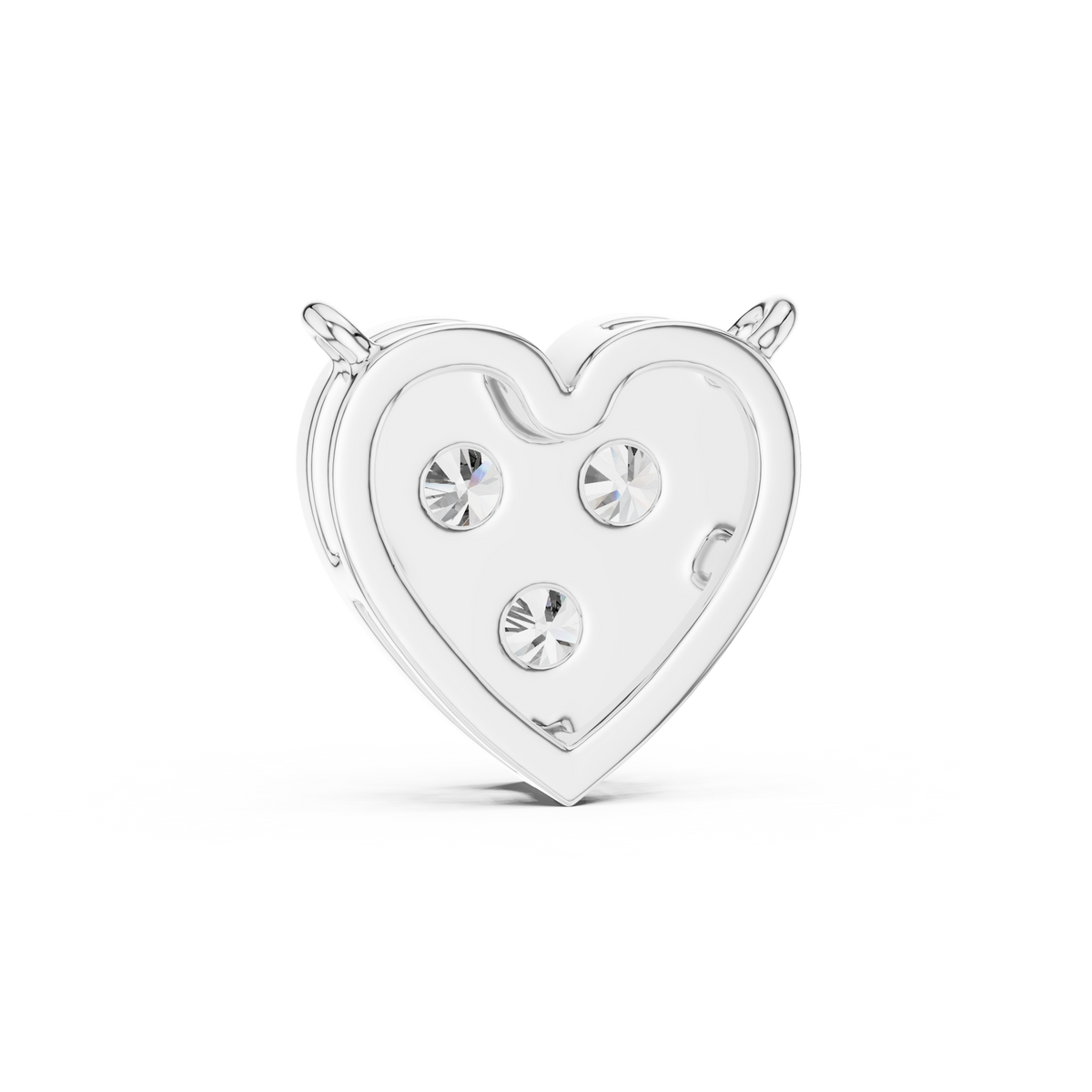 Three Stone Heart Lab Grown Diamond Pendant, White Gold