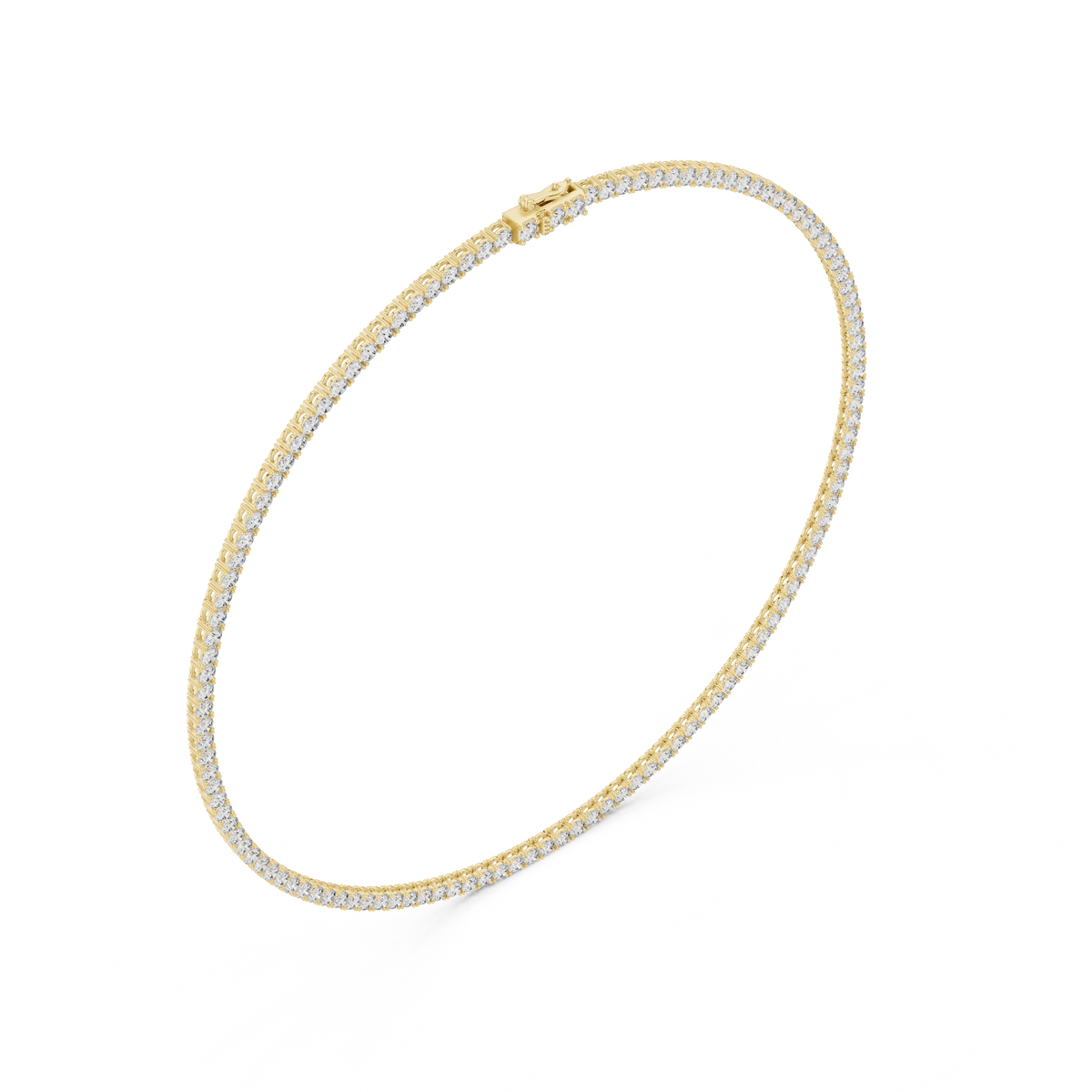 Aria Round Lab Grown Diamond Tennis Necklace, Yellow Gold