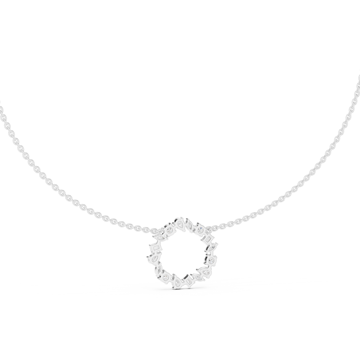Celeste Multi Shape Lab Grown Diamond Circle Pendant, White Gold