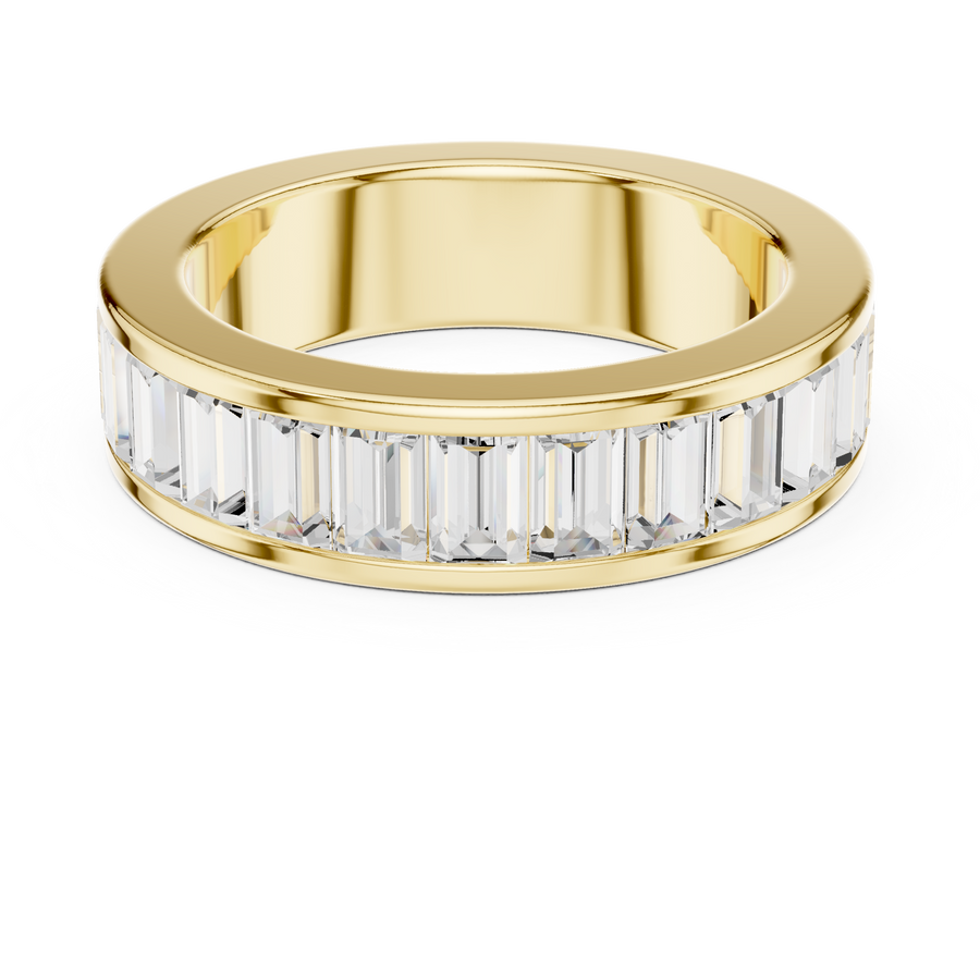 IGI Certified Baguette Cut Lab Grown Diamond Eternity Band Ring, Yellow Gold