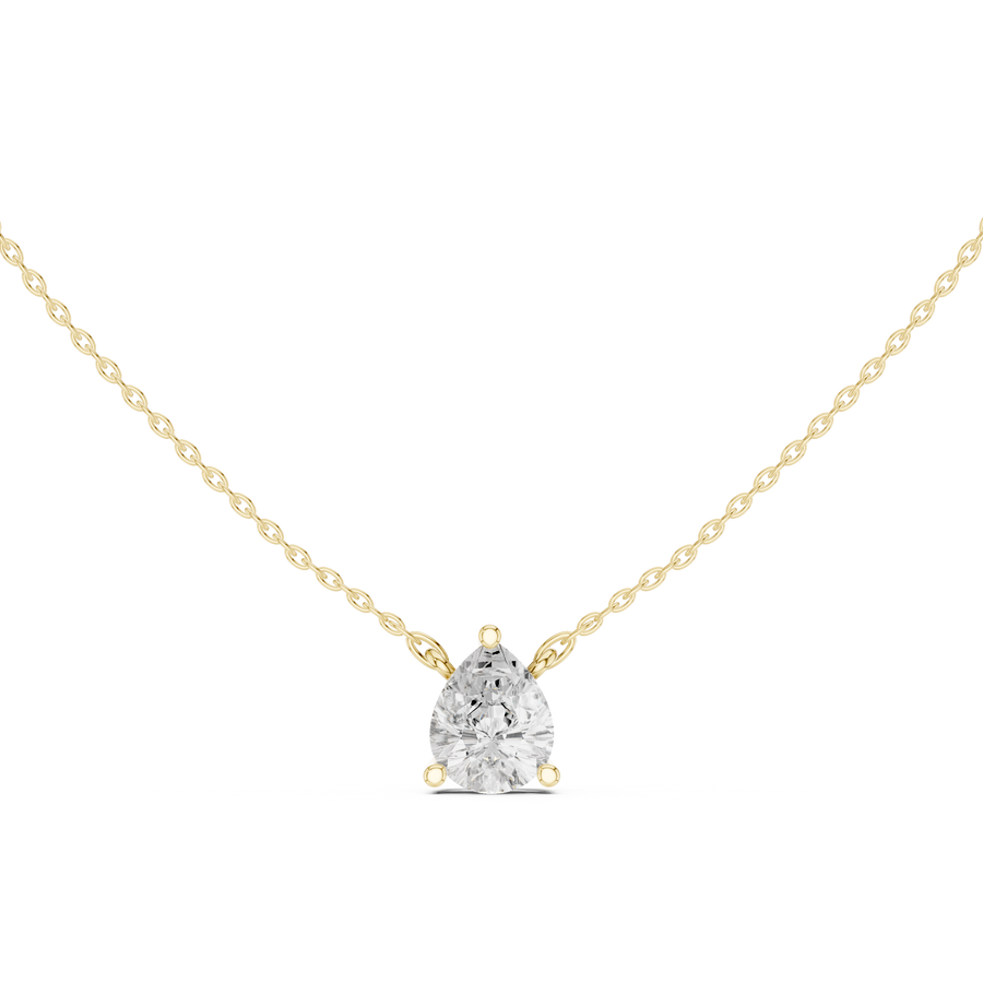 Classic Pear Cut Lab Grown Diamond Solitaire Pendant, Yellow Gold