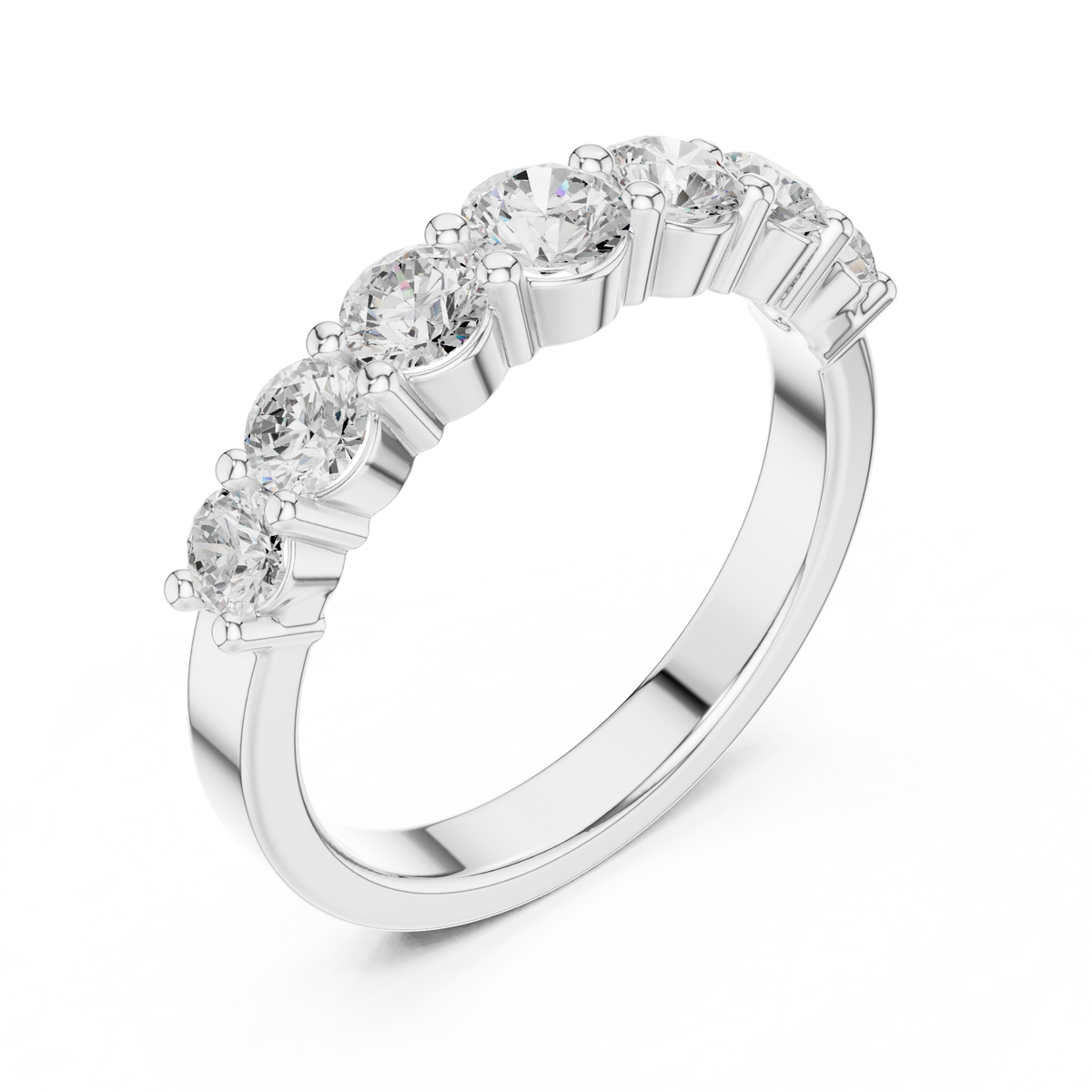 Graduated Round Diamond Half Eternity Ring, White Gold