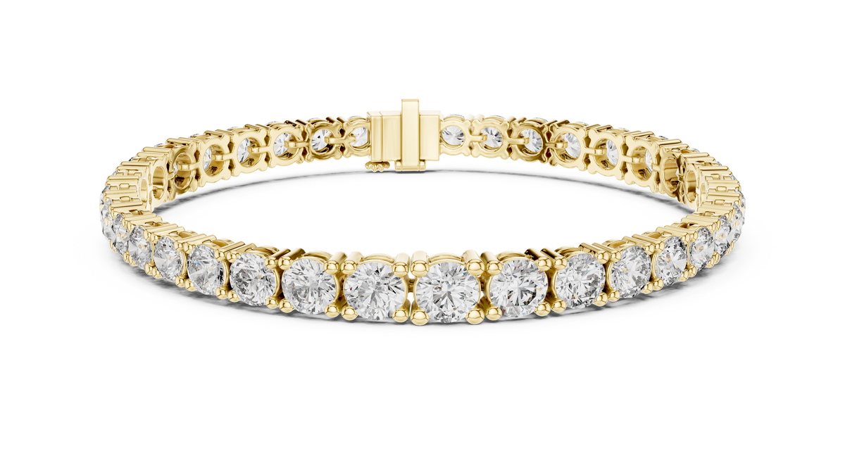 IGI Certified Round Lab Grown Diamond Tennis Bracelet, Yellow Gold