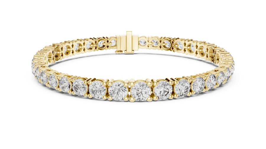 IGI Certified Round Lab Grown Diamond Tennis Bracelet, Yellow Gold