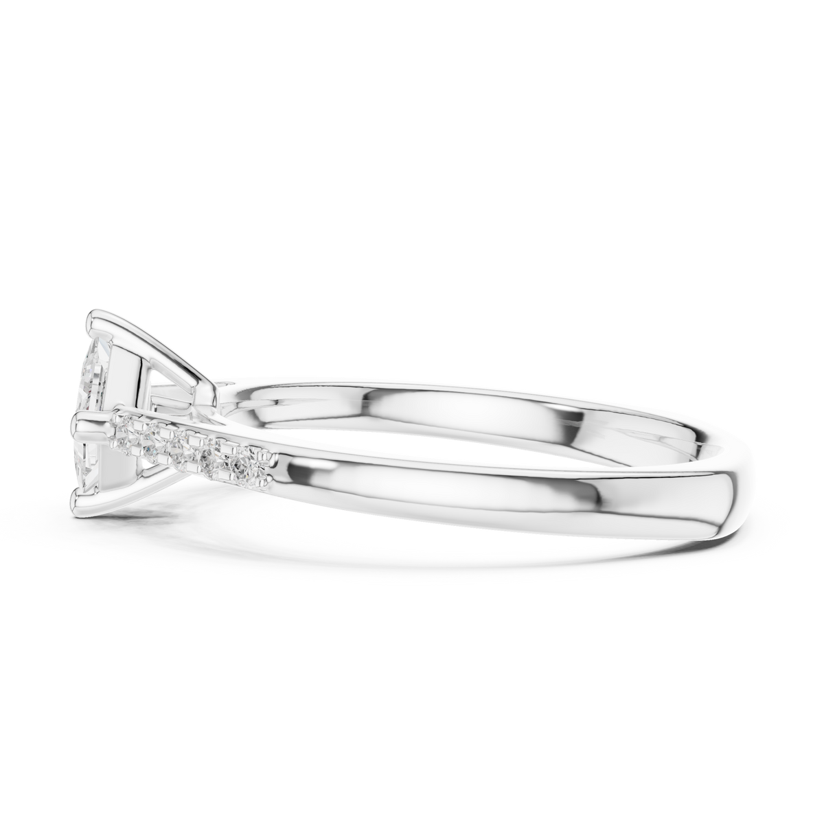Princess Cut Lab Grown Diamond Daily Wear Casual Ring, White Gold
