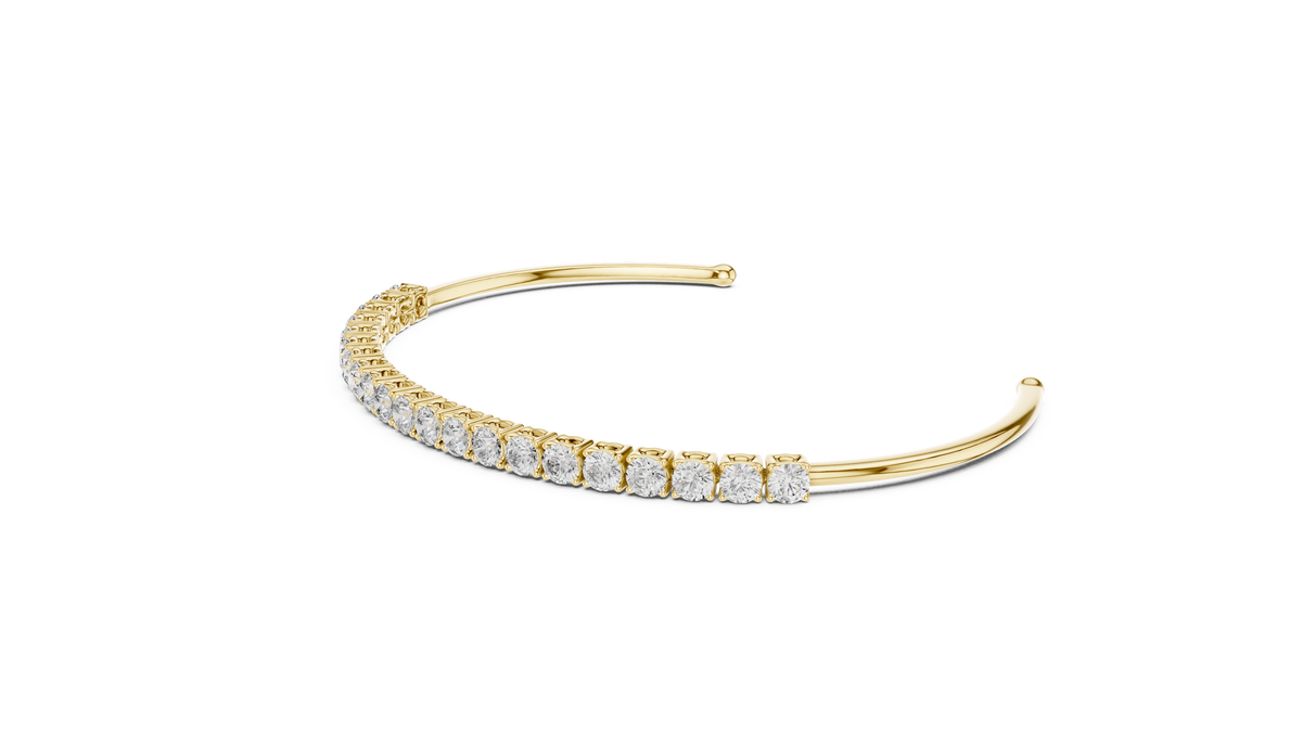 Classic Round Lab Grown Diamond Open Cuff Bracelet, Yellow Gold