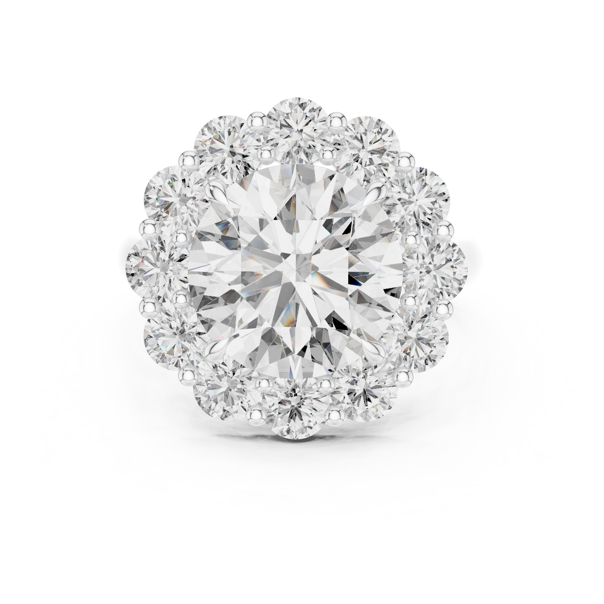 IGI Certified 5 Carat Round Lab Grown Diamond Engagement Ring, White Gold