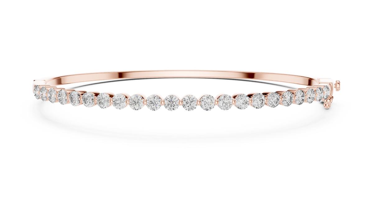 Classic Round Lab Grown Diamond Bangle Bracelet, Rose Gold