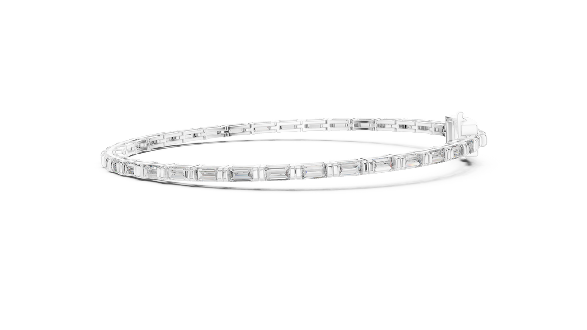 Baguette Lab Grown Diamond Tennis Bracelet, White Gold