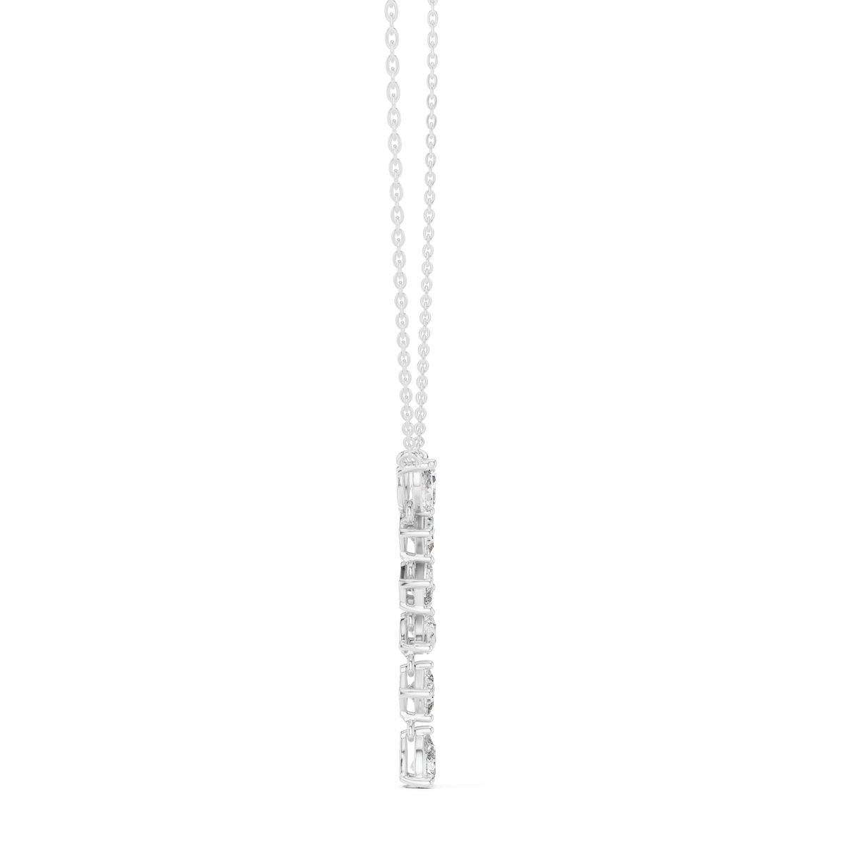 3.50 CT Multi Shape Lab Grown Diamond Drop Pendant, White Gold