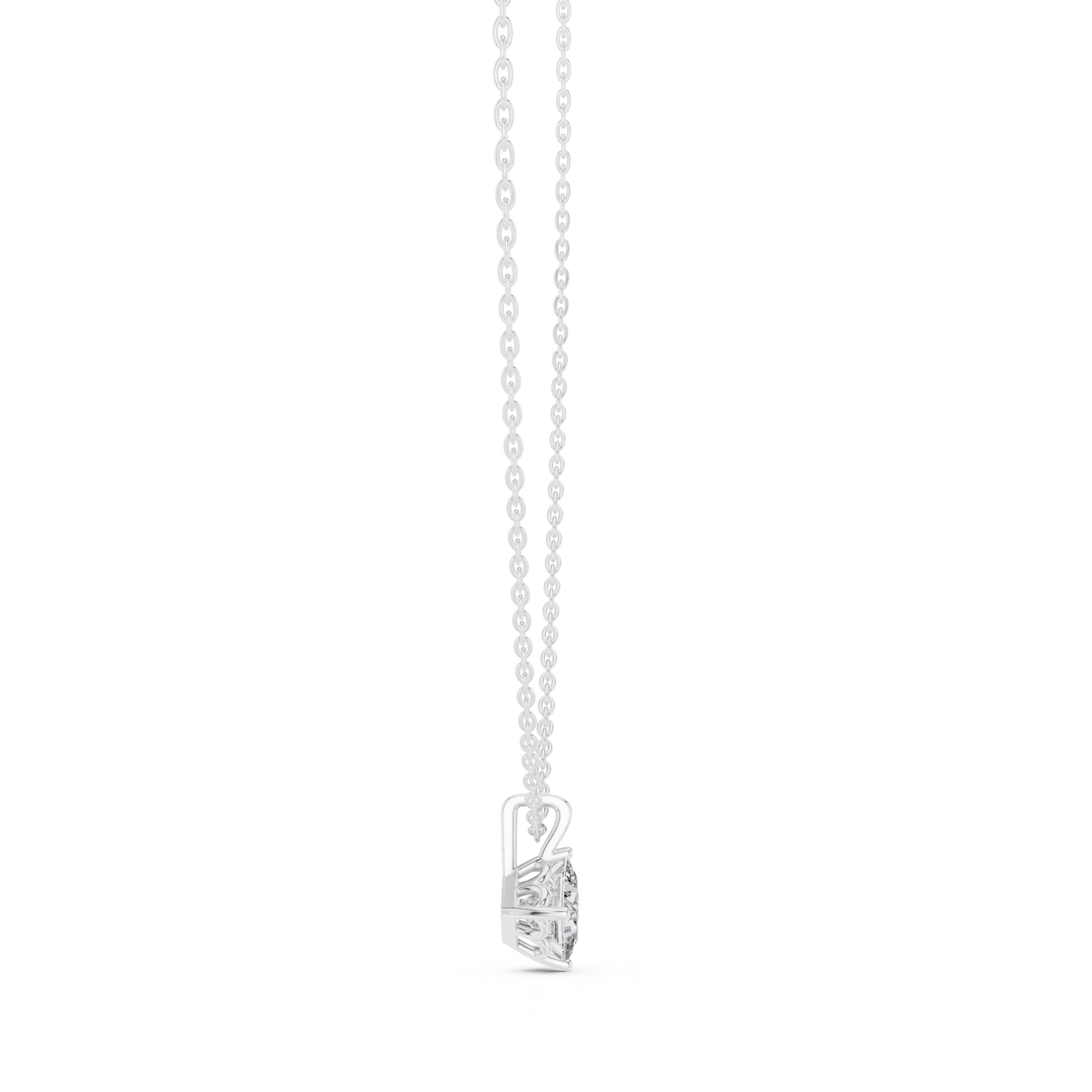 1.00 CT Princess Cut Lab Grown Diamond Solitaire Pendant, White Gold