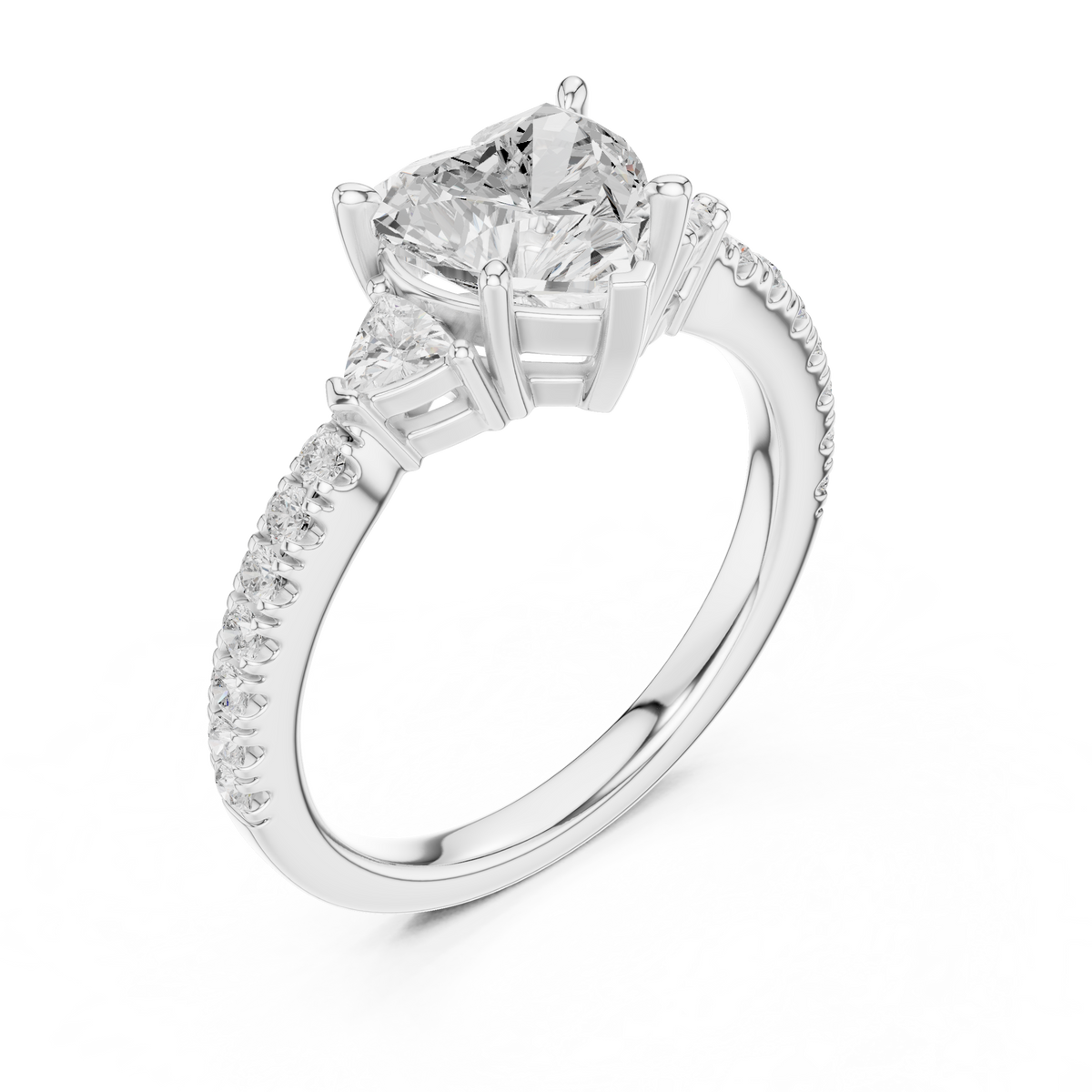 IGI Certified Heart Cut Lab Grown Diamond Special Occasion Ring, White Gold