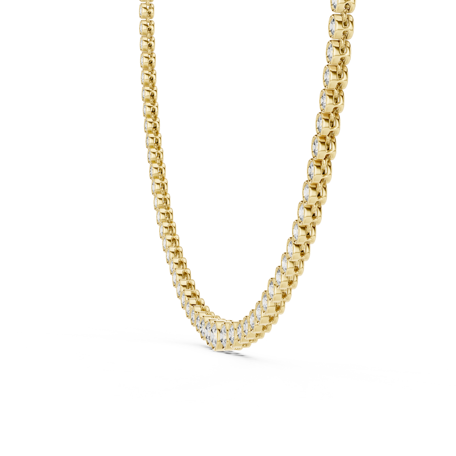 Aurielle Graduated Round Lab Grown Diamond Tennis Necklace, Yellow Gold