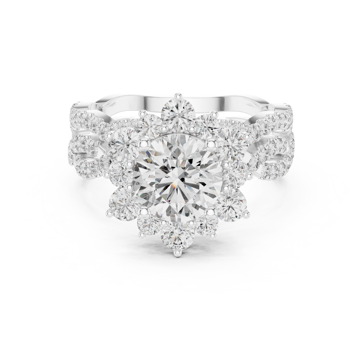IGI Certified Round Lab Grown Diamond Statement Anniversary Ring, White Gold