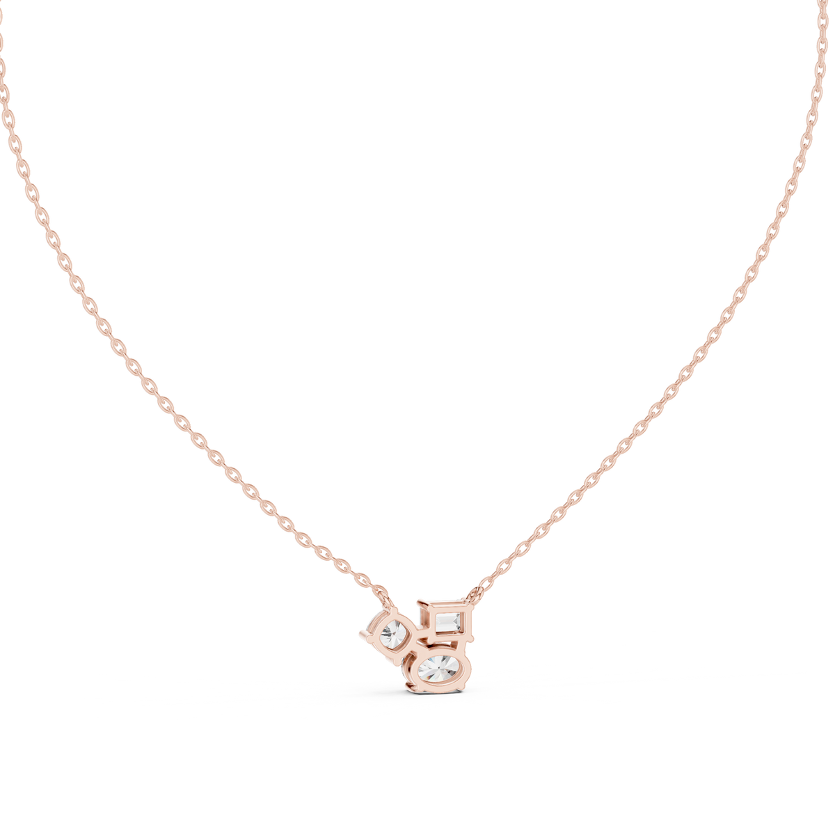 Trio Multi Shape Lab Grown Diamond Pendant, Rose Gold