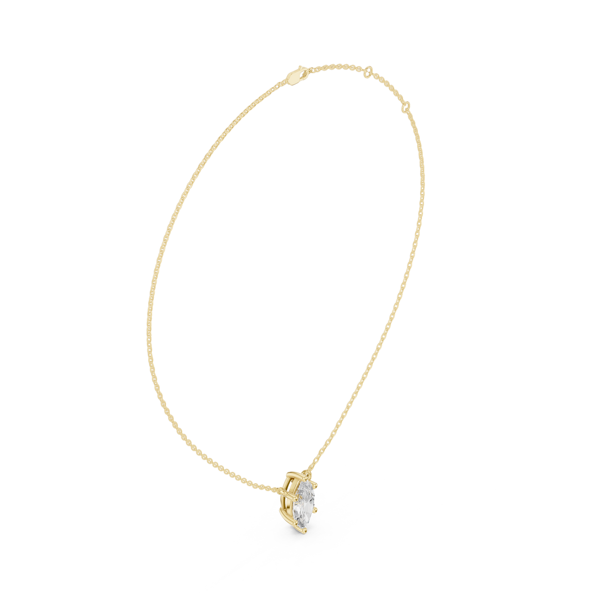 Marquise IGI Certified Lab Grown Diamond Solitaire Pendant, Yellow Gold