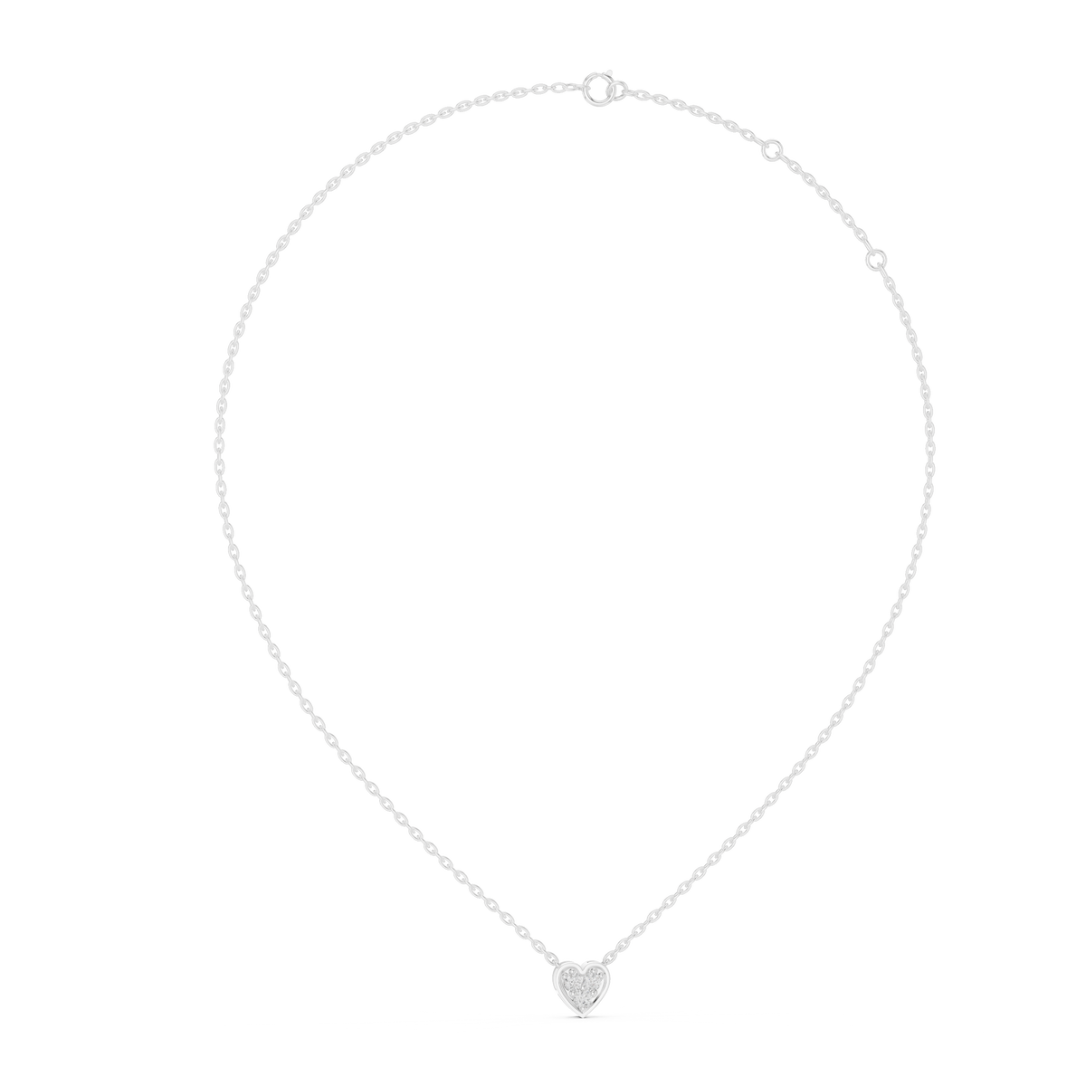 Three Stone Heart Lab Grown Diamond Pendant, White Gold