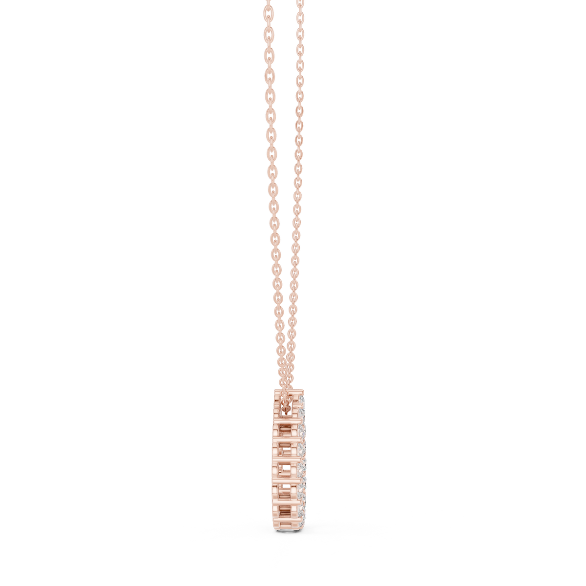 Round Lab Grown Diamond Open Pear Pendant, Rose Gold