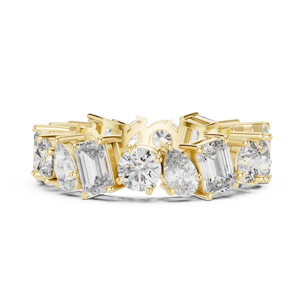 Multi-Shape Lab Grown Diamond Eternity Band Ring, Yellow Gold