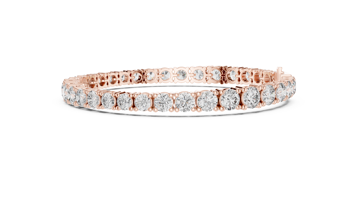 IGI Certified Round Lab Grown Diamond Tennis Bracelet, Rose Gold