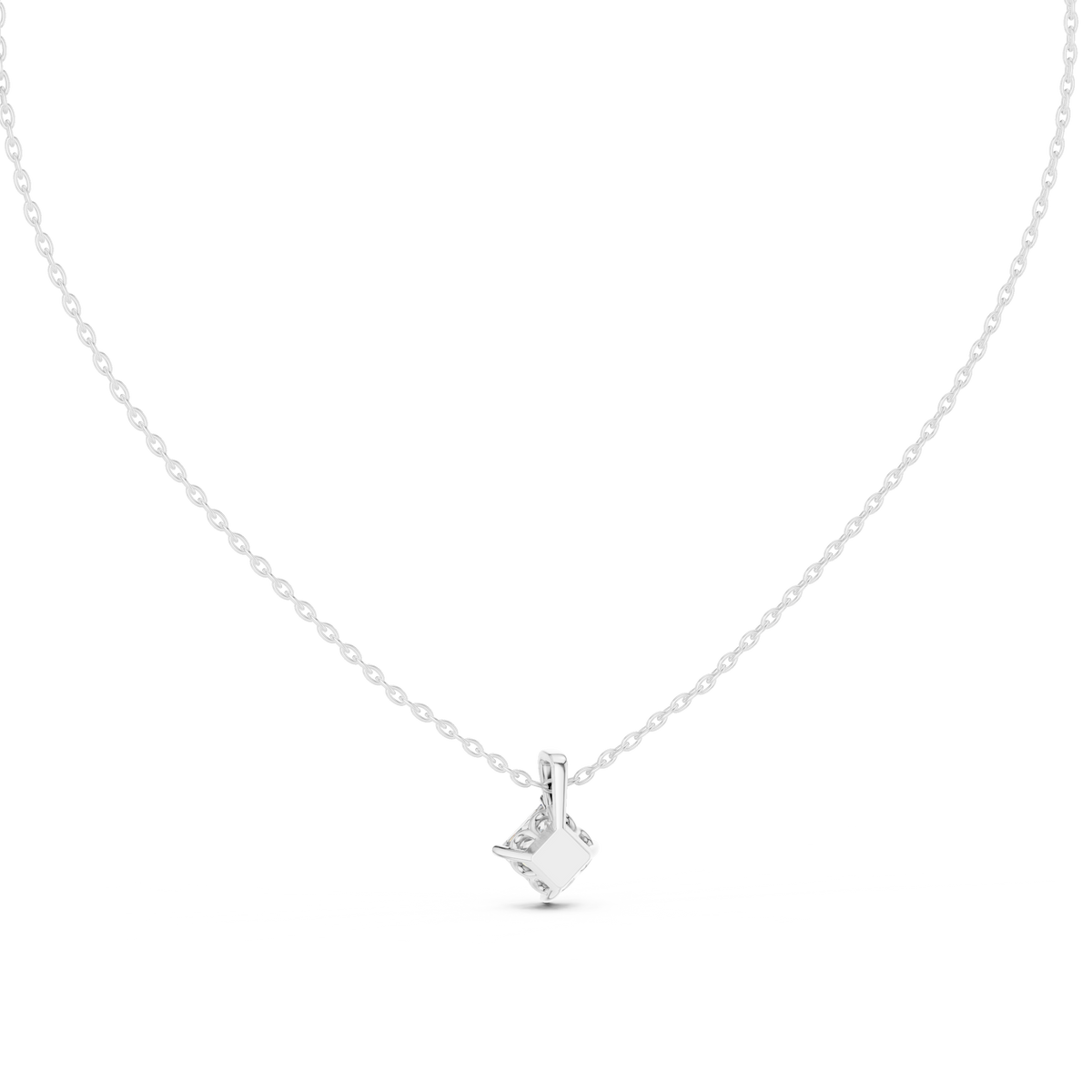 1.00 CT Princess Cut Lab Grown Diamond Solitaire Pendant, White Gold