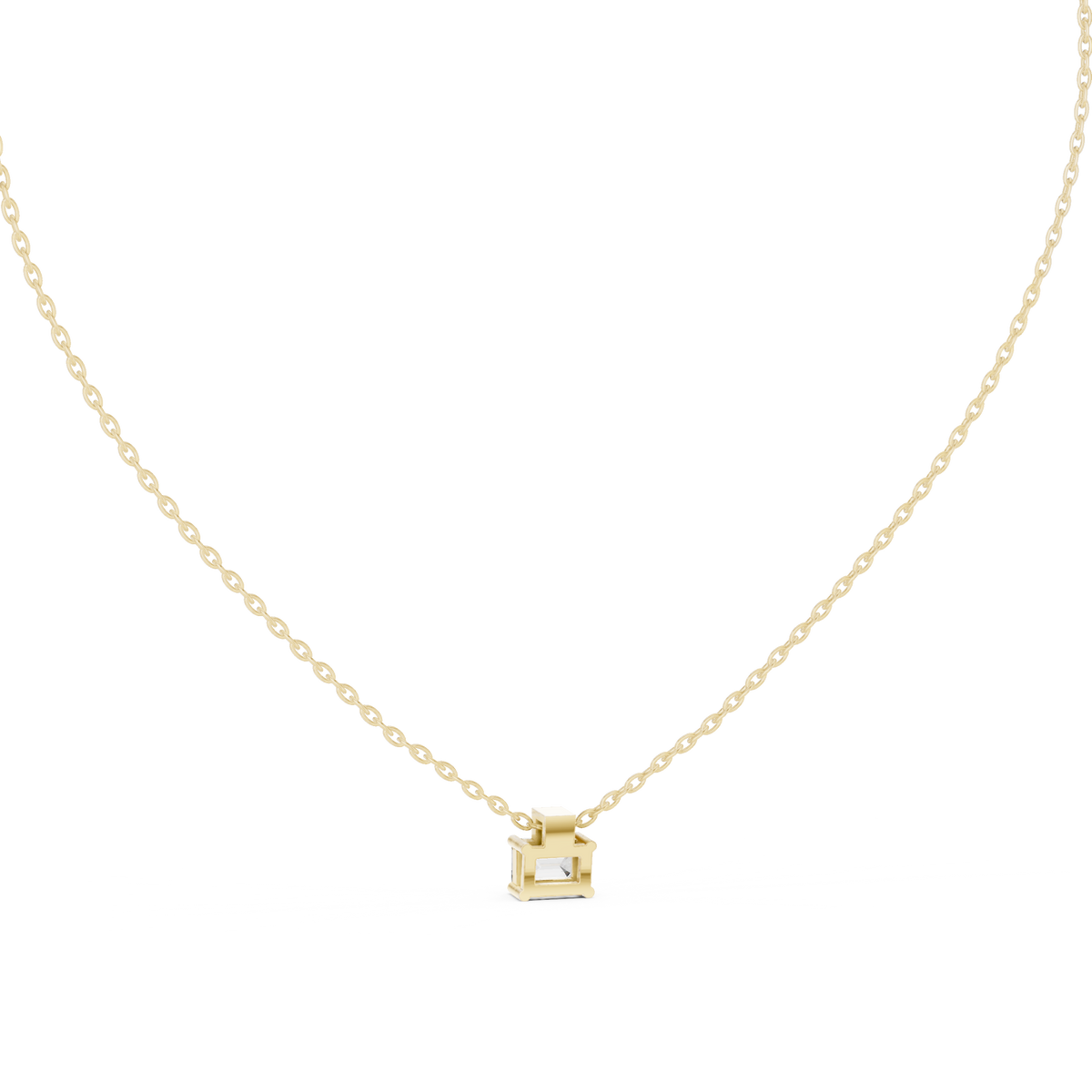 0.50 CT Emerald Cut Lab Grown Diamond Pendant, Yellow Gold