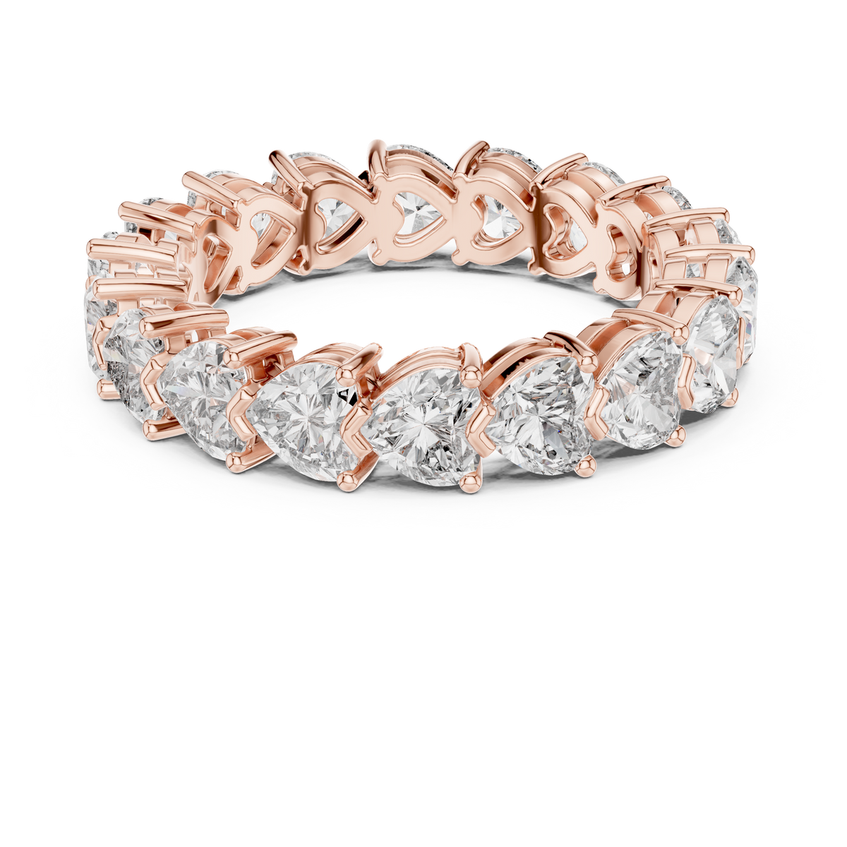 Heart Shape Lab Grown Diamond Eternity Band Ring, Rose Gold
