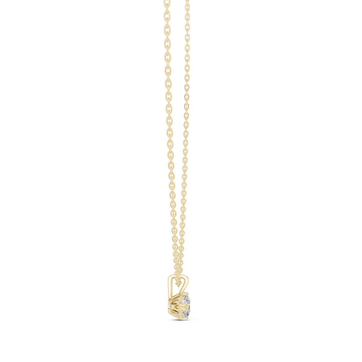 Round Cut 0.50 CT Lab Grown Diamond Solitaire Pendant, Yellow Gold