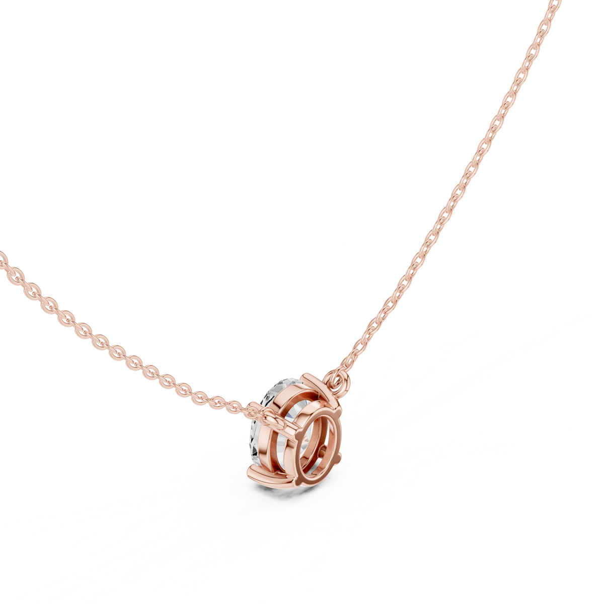 Classic Oval Cut Lab Grown Diamond Solitaire Pendant, Rose Gold
