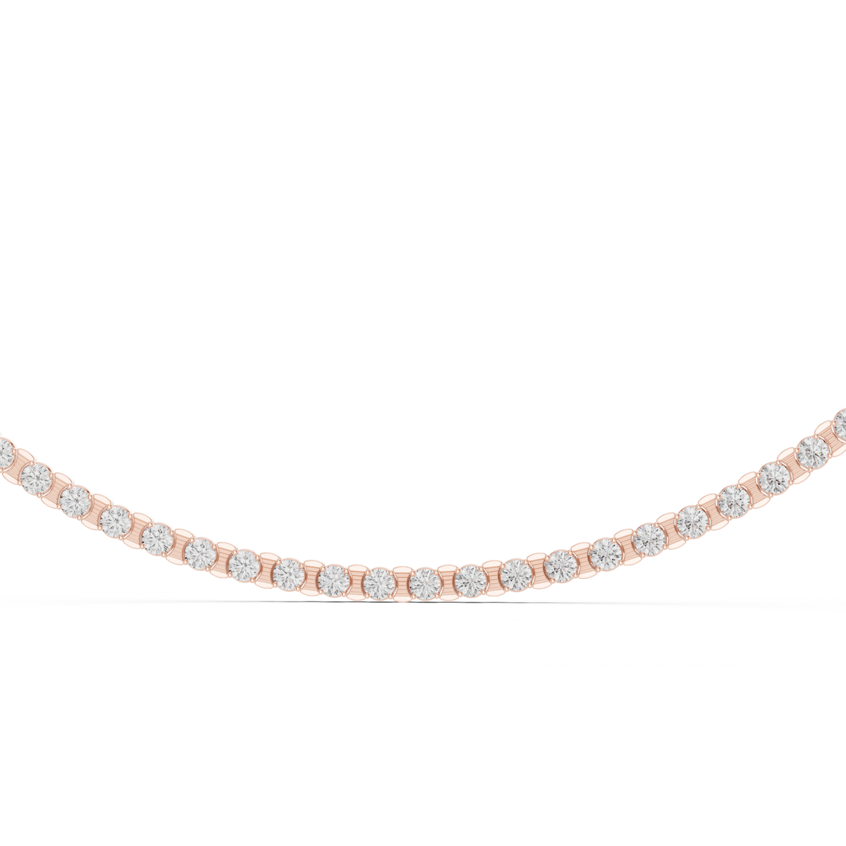 IGI Certified Round Lab Grown Diamond Tennis Necklace, Rose Gold