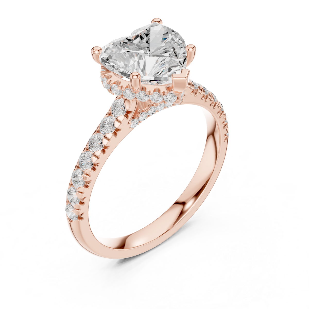IGI Certified Heart Cut Lab-Grown Diamond Solitaire Ring, Rose Gold